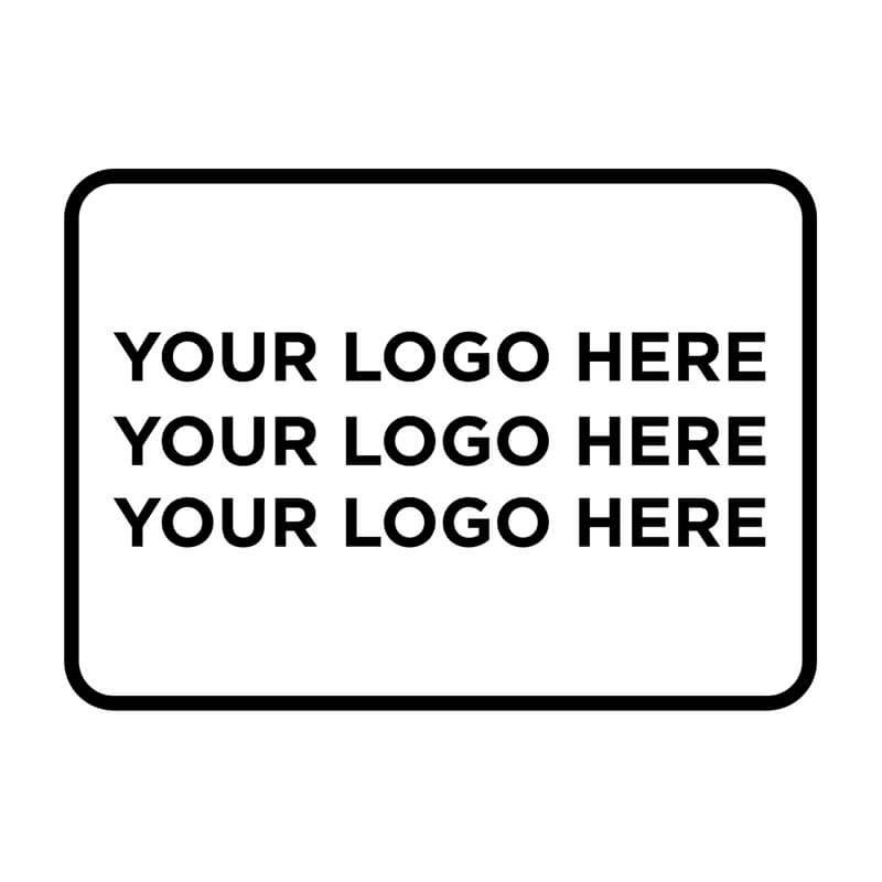 Black and white impression example that reads "Your Logo Here"
