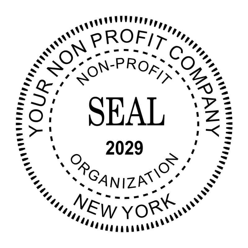 Non-Profit Organization with Date Seal Stamp impression in black ink