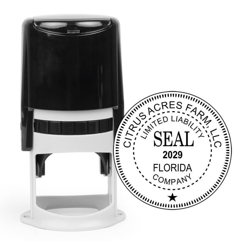 Round limited liability company seal imprint and stamp body