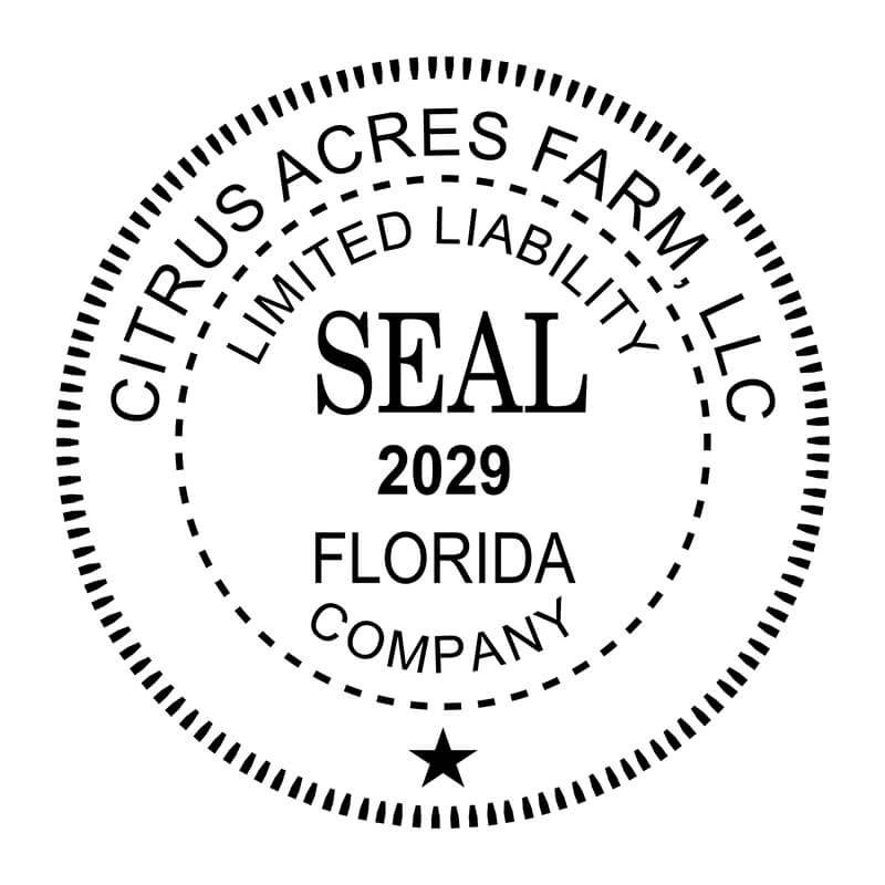 Limited Liability Company with Date Seal Rubber Stamp imprint in black ink