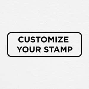 Black and white imprint sample reads, "Customize Your Stamp"