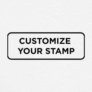 Black and white sample imprint reads, "Customize Your Stamp"