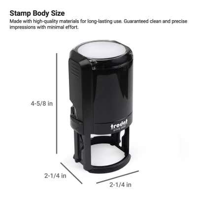 Round Custom Self-Inking Stamp, 1-5/8", with Personalized Text, Logo or Art by Trodat (Model 4642, Multiple Ink Colors) - alternate view
