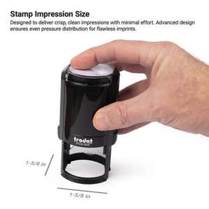 Stamp impression area for the Trodat 46019 model, showing a round 0.75 in x 0.75 in stamping surface