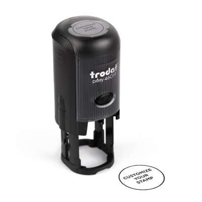Trodat 46019 Round Self-Inking Stamper showing a sample imprint 