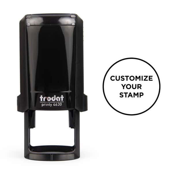 Round Custom Self-Inking Stamp, 1-3/16", with Personalized Text, Logo or Art by Trodat (Model 4630, Multiple Ink Colors)