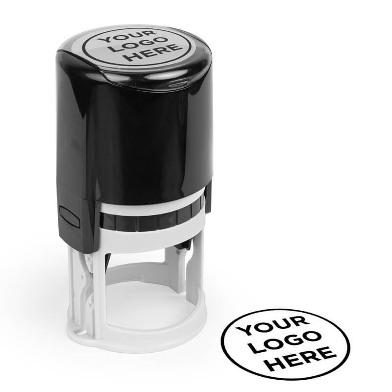 The round logo stamp next to an impression that says Your Logo Here