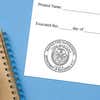 The State of New York Master Fire Suppression Seal impression at the bottom of a document with a blue background