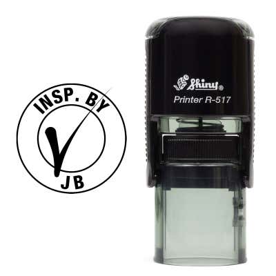 Initials & Check Mark Inspection Stamp comes as a self-inking stamp with the Shiny R-517 stamp body
