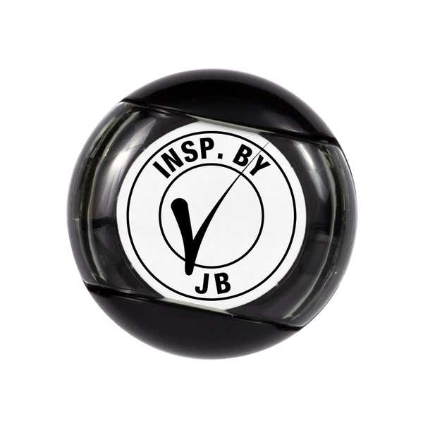 Overhead view of the Initials & Check Mark Inspection Stamp when used with the Shiny R-517 self-inking stamp body