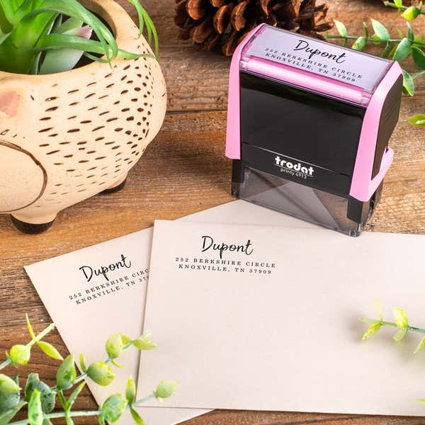 Dupont Brush Pink Address Stamp Example 