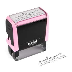 The Anderson Address stamp on a pink self inking Stampbody