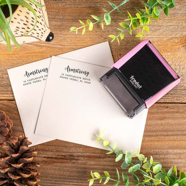 Example of the Armstrong Pink Address Stamp