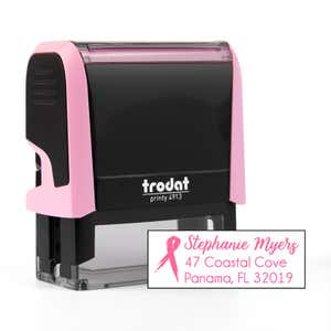 Pink Brush Ribbon Address Stamp