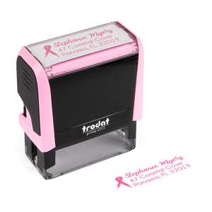 Pink Brush Ribbon Address Stamp Example