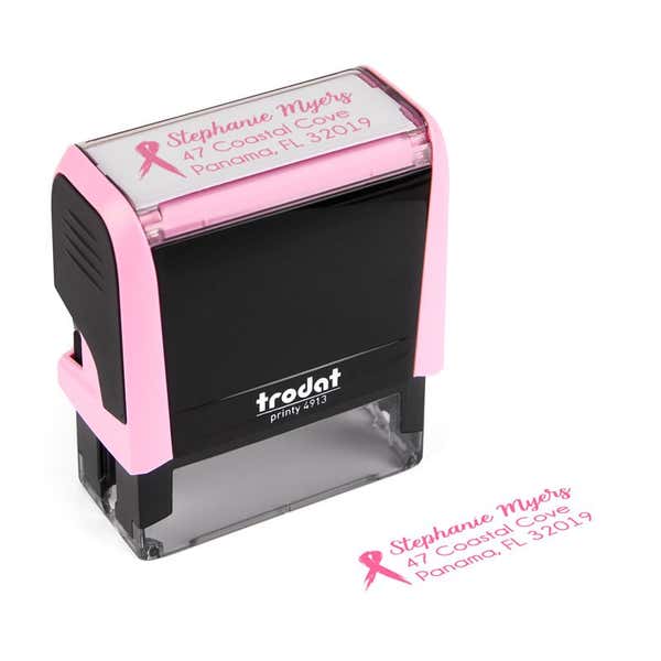 Pink Brush Ribbon Address Stamp Example