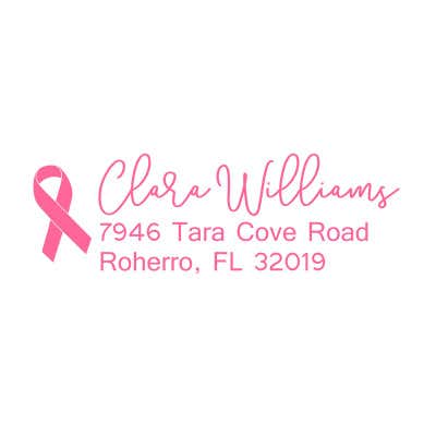 Pink Ribbon Return Address Stamp - alternate view