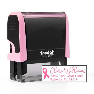 Pink Ribbon Return Address Stamp