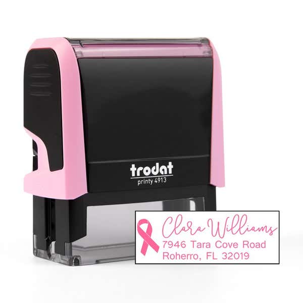 Pink Ribbon Return Address Stamp
