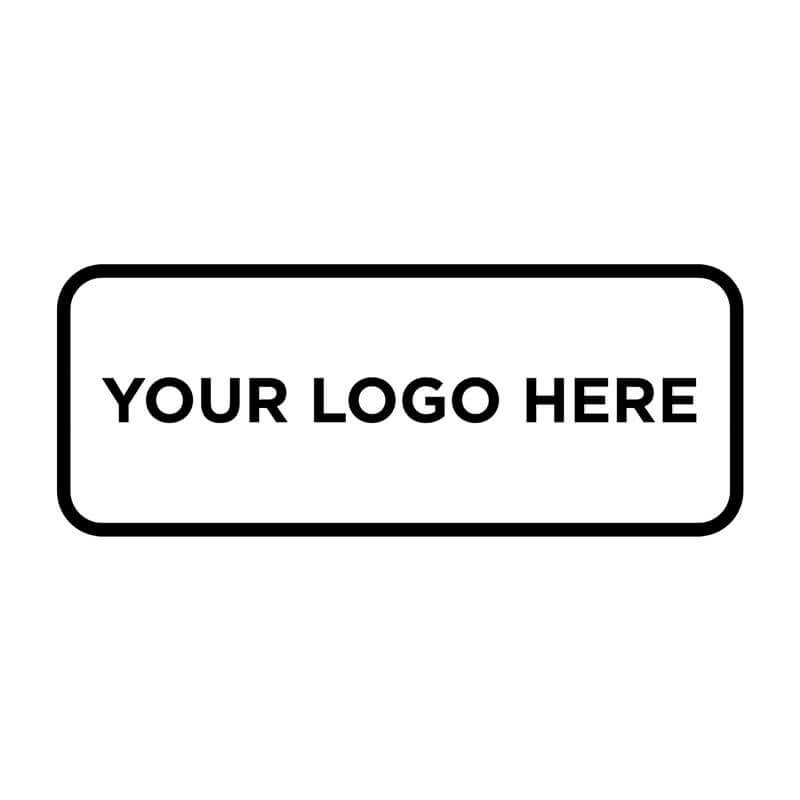 Black and white impression example that reads "Your Logo Here"
