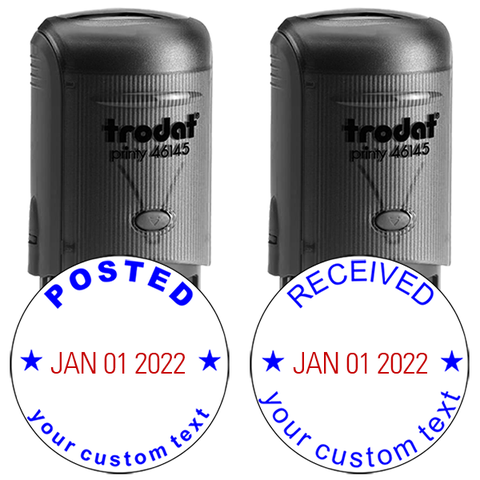 Posted Received Round Custom Date Stamp Set