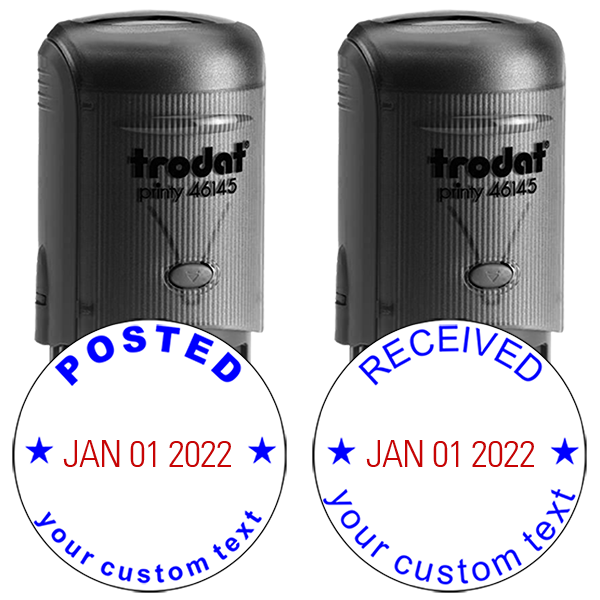 Posted Received Round Custom Date Stamp Set