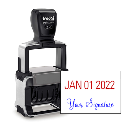 Trodat Professional 5430 Custom Signature Below Date Stamp with 1" x 1 1/2" Impression Size - alternate view