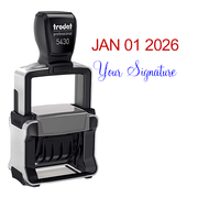 Trodat Professional 5430 Custom Signature Below Date Stamp with 1" x 1 1/2" Impression Size