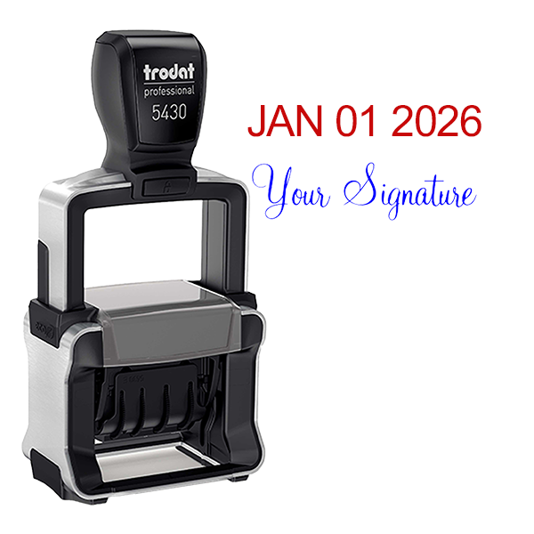 Trodat Professional 5430 Custom Signature Below Date Stamp with 1" x 1 1/2" Impression Size