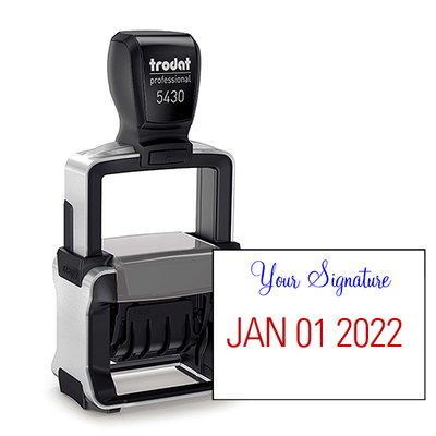 Trodat Professional Custom Signature Above Date Dater Stamp
