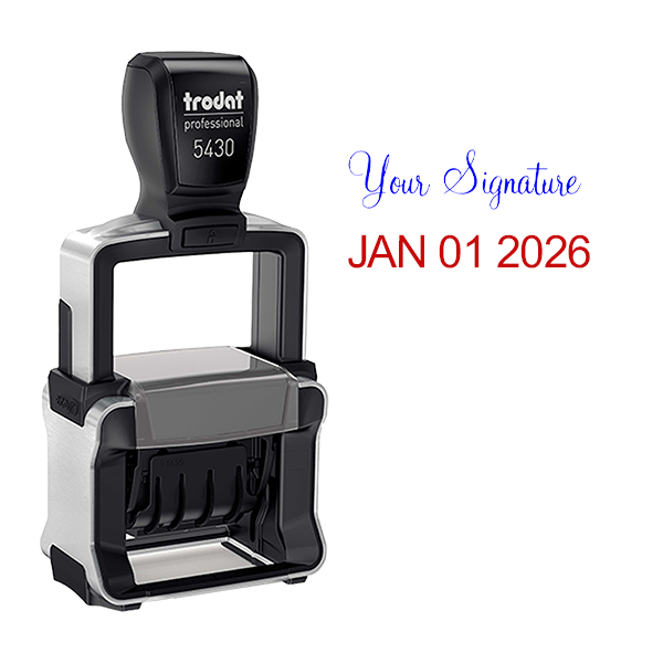 Trodat Professional Custom Signature Above Date Dater Stamp Body and Design