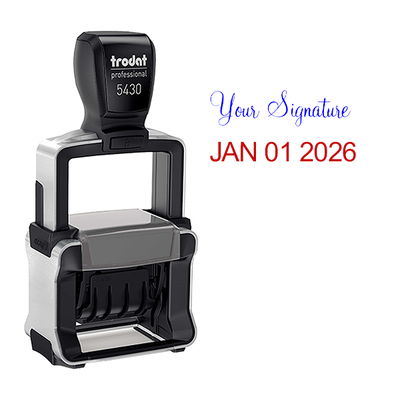 Trodat Professional 5430 Custom Signature Above Date Stamp with 1" x 1 1/2" Impression Size - alternate view