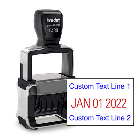 Trodat Professional Top and Bottom Line Custom Date Stamp
