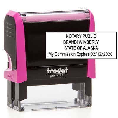 Alaska Pink Rectangle Notary Stamp - alternate view