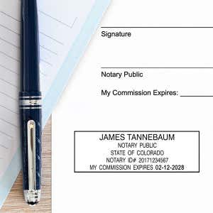 Colorado Notary Pink Stamp - Rectangle Impression on Paper