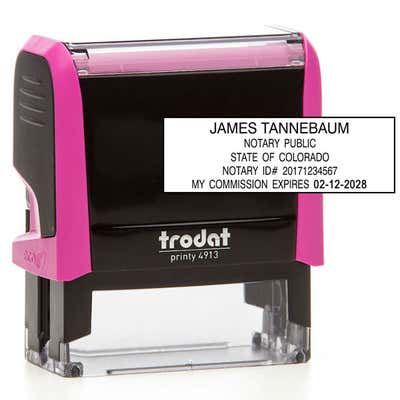 Colorado Pink Rectangle Notary Stamp - alternate view