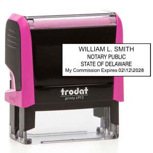 Delaware Notary Pink Stamp - Rectangle Body and Impression