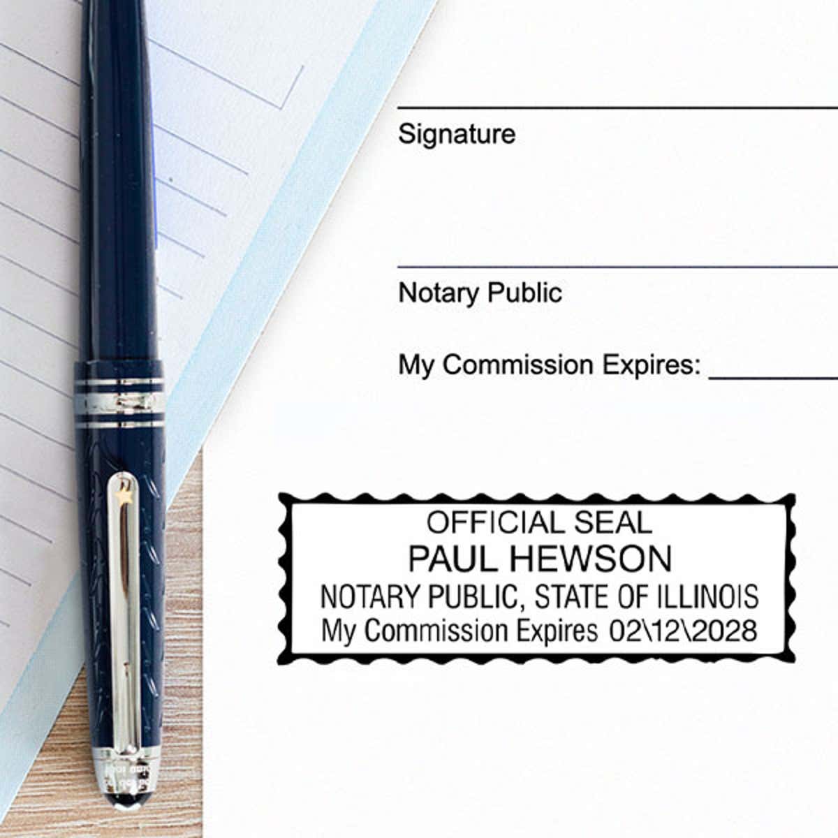 Another example of Illinois Notary Pink Stamp Impression on Paper - Rectangle