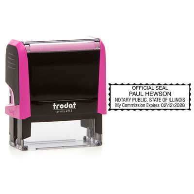 Illinois Pink Rectangle Notary Stamp - alternate view