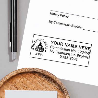 Iowa Pink Rectangle Notary Stamp - alternate view
