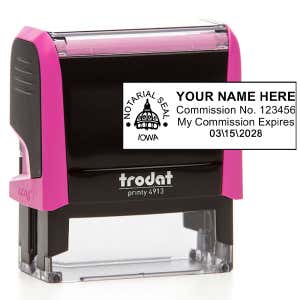 Impression overlay on the Iowa Notary Pink Stamp - Rectangle