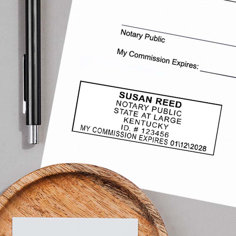 Example of Kentucky Notary Pink Stamp - Rectangle impression on paper