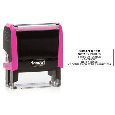 Kentucky Notary Pink Stamp - Rectangle