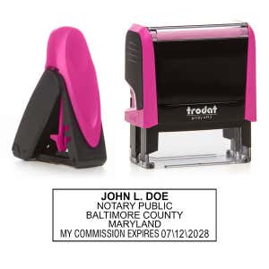 Maryland Notary Pink Stamp - Rectangle is available as a pocket stamp or a self-inking stamp