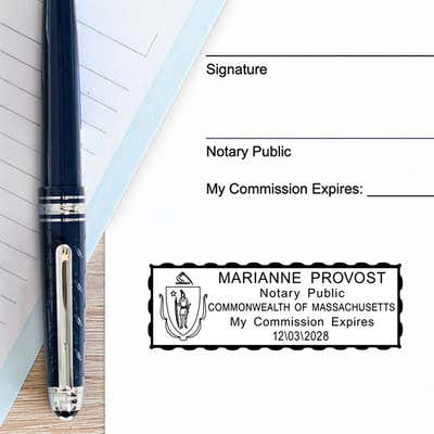 Massachusetts Pink Rectangle Notary Stamp - alternate view