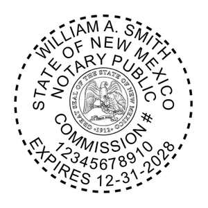 New Mexico Notary Pink Seal - Round Design Imprint Example