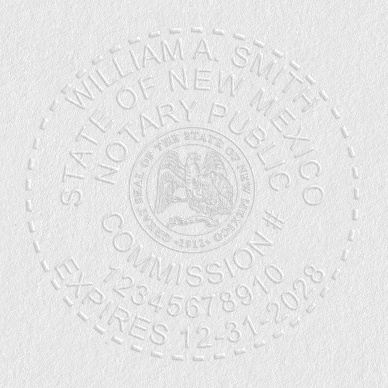 New Mexico Notary Pink Seal - Round Design Imprint Example on Paper