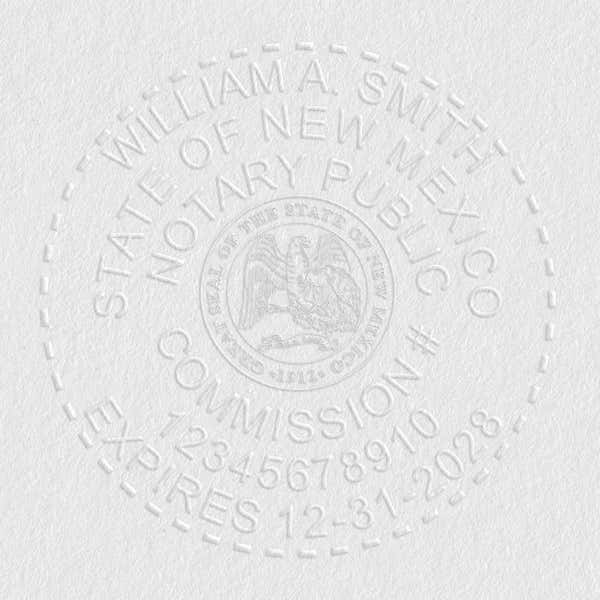 New Mexico Notary Pink Seal - Round Design Imprint Example on Paper