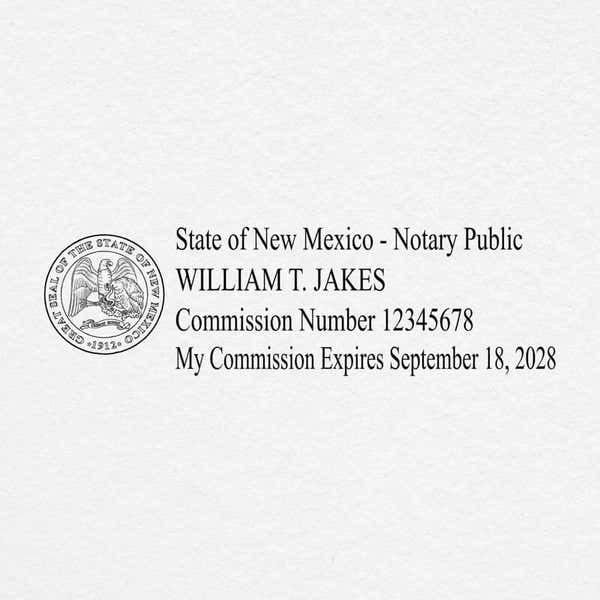 New Mexico Pink Rectangle Notary Stamp Impression on Paper
