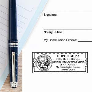 California Notary Rectangle Design Impression on Paper